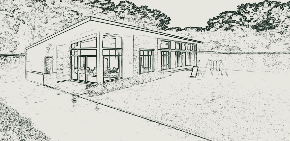 Line drawing of the same view